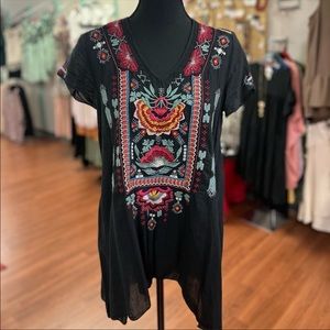 Johnny Was Embroidered Cotton Tunic Top (S)